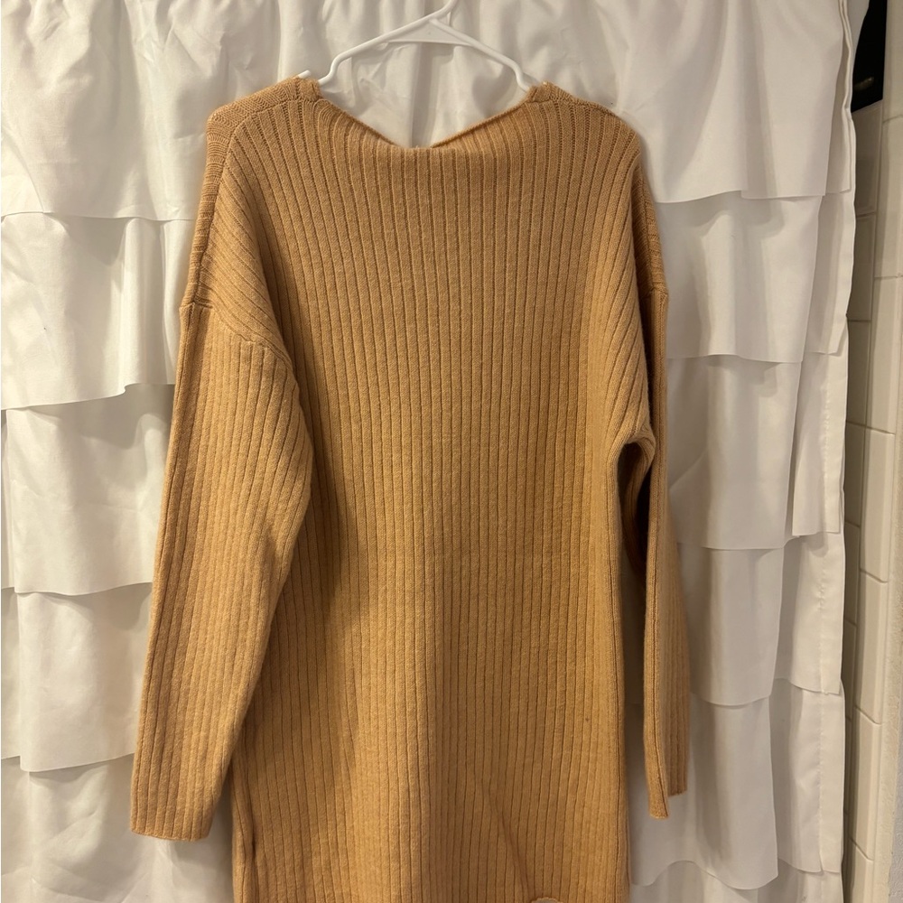Tan Ribbed Sweater Dress - Picture 2 of 3